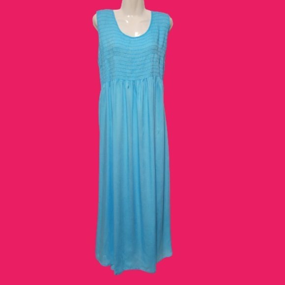 Blue Long Dress Sleeveless Rayon Long Dress Maxi Dress - Size L/XL - New! - Picture 10 of 11